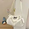 Bolsa Transversal de Renda Macia com Laço e Bolinhas para Estudantes, Estilo Coreano, Adequada para Compras e Passeios