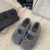 Zapatos Mao Mao con Lazo para Mujer Invierno Nuevo Zapatos Forrados de Lana Altura Interior Cálidos Zapatos Mary Jane