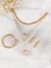 Conjunto de collar, pulsera, anillo y pendientes multicapa con personalidad y temperamento en forma de V para mujer