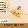 Prata 925 que preserva a cor com zircônia cúbica redonda espaçadores contas soltas pulseira de cristal cordão de mão colar de pérolas acessórios DIY