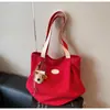 Bolsa de Lona Transfronteriza para Mujer, Gran Capacidad, Nuevo 2026 Otoño e Invierno Versátil Simple Bolso de Hombro, Bolso Tote Plegado para Estudiante Universitario