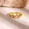 Anillo Abierto de Acero Inoxidable y Oro de 18K con Perla y Circonita Estilo Ins de Alta Gama Anillos de Joyería de Acero de Titanio