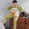 Pijama Infantil Cartoon para Meninos 2025 Novo Conjunto de Duas Peças com Calça de Manga Longa para Crianças Maiores Roupas de Casa
