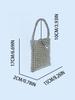 Bolso pequeño cuadrado retro de metal con cuentas a juego, bolso de mano para teléfono móvil, bolso tejido a mano, novedad de 2024