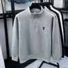Sudadera Gruesa para Hombre con Cuello Alto, Forro de Polar, Otoño 2025, Nueva, Media Cremallera, Casual, Holgada, Manga Larga, Bordada para Hombre