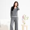 Pijama de Algodão Modal Lenzing com Bojo para Mulheres, Conjunto de Duas Peças para Primavera e Outono, Pijama Feminino, Conjunto para Casa