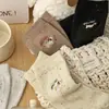 Calcetines de Lana para Mujer Otoño e Invierno, Hilo Puntado con Bordado de Perro de Dibujos Animados Lindo, Calcetines de Media Caña Suaves y Acogedores para Mujer, Calcetines de Cachemira Estilo Japonés
