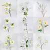 Ramo falso de simulación de color blanco terminado con flores de seda artificial para boda, fila de flores de plástico, arreglo de boda de alta calidad