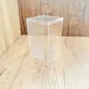 Caja cuadrada de plástico de media altura con tapa, caja pequeña alta transparente, caja de dulces para bodas, caja de embalaje de alimentos PS, caja de almacenamiento