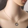 Collar para Mujer de Acero Inoxidable con Colgante Circular de Cerámica Espacial Zirconia, Cadena Clavicular Ajustable de Acero de Titanio