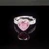 Anillo de Plata S925 con Forma de Corazón Dulce, Corte Flor de Hielo de Diamante de Alto Carbono, Anillo Unisex de Diamante de Alta Calidad para Uso Diario