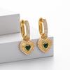 Aretes Europeos y Americanos Transfronterizos Nuevos S925 Plata Esterlina Corazón Zirconio Verde Lujo Accesible Aretes de Alta Gama Joyería Versátil de Moda para Mujeres