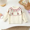 Suéter para Niña Otoño Invierno Nuevo Elegante Tejido Fair Isle Top para Bebé Niña Estilo Coreano Año Nuevo Traje Vestido de Princesa