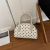 Moda Verão 2026 Nova Estampa de Bolinhas Nicho Textura de Alta Qualidade Simples Versátil Uma Alça Transversal Portátil Bolsa Bowling