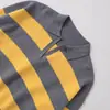 Ropa Femenina Transfronteriza 2025 Nueva Moda Otoñal Versátil Casual Holgado Aspecto Adelgazante Cuello Polo Tejido de Punto Rayado Top