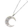 Collar de acero de titanio con forma de copo de nieve en forma de media luna para el mejor amigo de la pareja. No se cae. Regalo para el Día de San Valentín. Cadena de clavícula para mujer en la ronda de la luna.