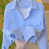 Chaqueta Camisa Rosa Suave y Dulce de Color Sólido con Cuello Polo para Mujer 2026 Primavera y Verano Nuevo Estilo Camisa Corta para Mujeres Petite