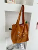 Bolso Nuevo Estilo Coreano con Estampado de Letras para Mujer, Bolso de Hombro de Nylon de Gran Capacidad, Bolso Tote Casual Versátil Portátil con Cordón