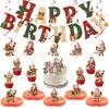 Faixa de aniversário com atmosfera natalina de inverno transfronteiriça, faixa de festa com desenho de rena, decorações para topo de bolo