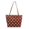 Bolsa tote de bolinhas de alta qualidade e grande capacidade para mulheres, novo estilo 2026, retrô, design de nicho, bolsa de ombro moderna para o dia a dia