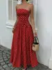 Moda Feminina Europeia e Americana Nova de Verão 2026: Vestido Tomara-que-caia Elegante e Emagrecedor com Bolinhas e Cinto na Cintura