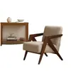 Silla Richard Nórdica de Madera Maciza Sillón Individual para Sala de Estar Silla de Ocio para Balcón Café Estilo Antiguo Silla Carbonizada