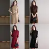 Vestido Suéter de Tricô de Alta Qualidade Duas Peças para Mulheres no Outono e Inverno, Mães Jovens, Vestido Suéter de Comprimento Médio Petite