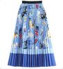 Falda con estampado digital retro para mujer, verano 2022, otoño, cintura alta, adelgazante, longitud media, plisada