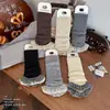 Zapatos y calcetines para niñas, calcetines de encaje a cuadros con volantes estilo coreano, calentadores de piernas de tubo largo color café retro para otoño e invierno, versátiles