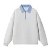 Ropa para Hombre ACU Camisa de dos piezas falsas con cuello Polo sudadera 2026 otoño casual holgada media cremallera jersey