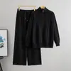 Conjunto de Punto Casual Deportivo Transfronterizo para Mujer en Otoño e Invierno, Elegante y Versátil Conjunto de Dos Piezas con Suéter de Media Cremallera y Pantalones de Pierna Ancha
