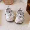 Sapatos Casuais com Laço de Renda para Meninas 2026 Novo Desenho Animado Solado Macio Velcro Sapatinhos para Bebê Menina