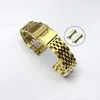 Banda de Reloj de Acero Inoxidable de Siete Eslabones en Stock con Doble Cierre Plegable de Seguridad, Accesorios de Banda de Reloj de Interfaz Doble Plana y Curva 18-24 mm