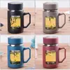 Vaso de Vidrio de Gran Capacidad para Uso en Oficina y Hogar, Adecuado para Beber Agua y Preparar Té, Resistente a Roturas, Portátil con Asa, Resistente a Altas Temperaturas, con Tapa
