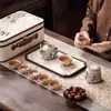 Conjunto de Chá Kung Fu de Porcelana Branca Dunhuang Vintage de Luxo Conjunto de Chá de Viagem Caixa de Presente para Casa Lembrança