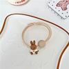 Cuerda de pelo de conejo linda de estilo coreano y japonés, temperamento simple, color curry, color té con leche, banda de goma de animal de dibujos animados, anillo para el cabello