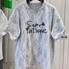 Verano Nueva Camiseta de Encaje Talla Grande Look Adelgazante Super Bonita Letras Hermosas Estilo Casual Holgado Top de Cuello Redondo para Mujer
