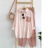Amazon Transfronterizo Primavera y Verano Talla Grande Suelto Chica Gordita Temperamento Casual Estilo Occidental Reductor de Edad Rayado Moda Traje Deportivo