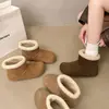 Botas de invierno cálidas para mujer con forro de polar, estilo nuevo, forradas de lana de cordero, versátiles, con tacón oculto, botines de moda