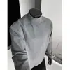 Outono e Primavera Fleece Dupla Face Tamanho Grande Estilo Americano Patchwork Desconstruído Camada Base Gola Alta Tendência Moletom Ombro Acolchoado Manga Longa Masculino