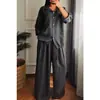 Sudeste Asiático Transfronterizo Primavera y Otoño Talla Grande Holgado Casual Lino Color Sólido Camisa Botón Moda Traje Deportivo
