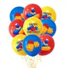 Bandeira de Banner de Aniversário Tema Blocos de Montar Lego e Conjunto de Decoração com Balões Layout de Festa de Blocos de Montar Transfronteiriço