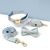 Set de Cuatro Piezas Personalizado de Terciopelo para Gato y Perro, con Correa, Corbata de Moño y Bolsas para Excrementos, Superventas Transfronterizo