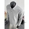 Sudadera Patchwork Estilo Retro Americano para Hombre Otoño Tendencia Marca Cuello Polo Desestructurado Manga Larga Casual Camisa Polo para Hombre