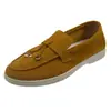 Mocasines Estilo Nuevo 2026, Slip-On Cómodos de Gamuza con Borlas Planos, Estilo Old Money Retro Planos Casuales Perezosos