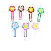 Lindo Flor PVC Caucho Suave Clip de Papel Creativo Dibujos Animados Marcador Broche Estudiante Oficina Papelería Decoración Colorida