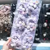 Elástico de Cabelo Florido Xadrez Roxo, Corda de Cabelo Fofa de Desenho Animado para Crianças, Elástico Doce Estilo Coreano para Estudantes, Scrunchie Grande