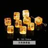 Cubo de cuarzo rutilado dorado natural con accesorio de cristal con agujero pasante, producto semiacabado de cristal piramidal amarillo, accesorio para pulsera y colgante de bolsa DIY al por mayor