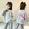 Nova Roupa de Primavera e Outono para Meninas Estilosa Malha Waffle Manga Longa Falsa Duas Peças Top Camiseta para Bebês Meninas Camada Base Casual Tendência