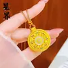 Pendente Bússola Oito Tesouros Esmaltado com Diamantes Banhado a Ouro Colar com Pingente Disco Ruyi Filigrana Giratória Venda por Atacado